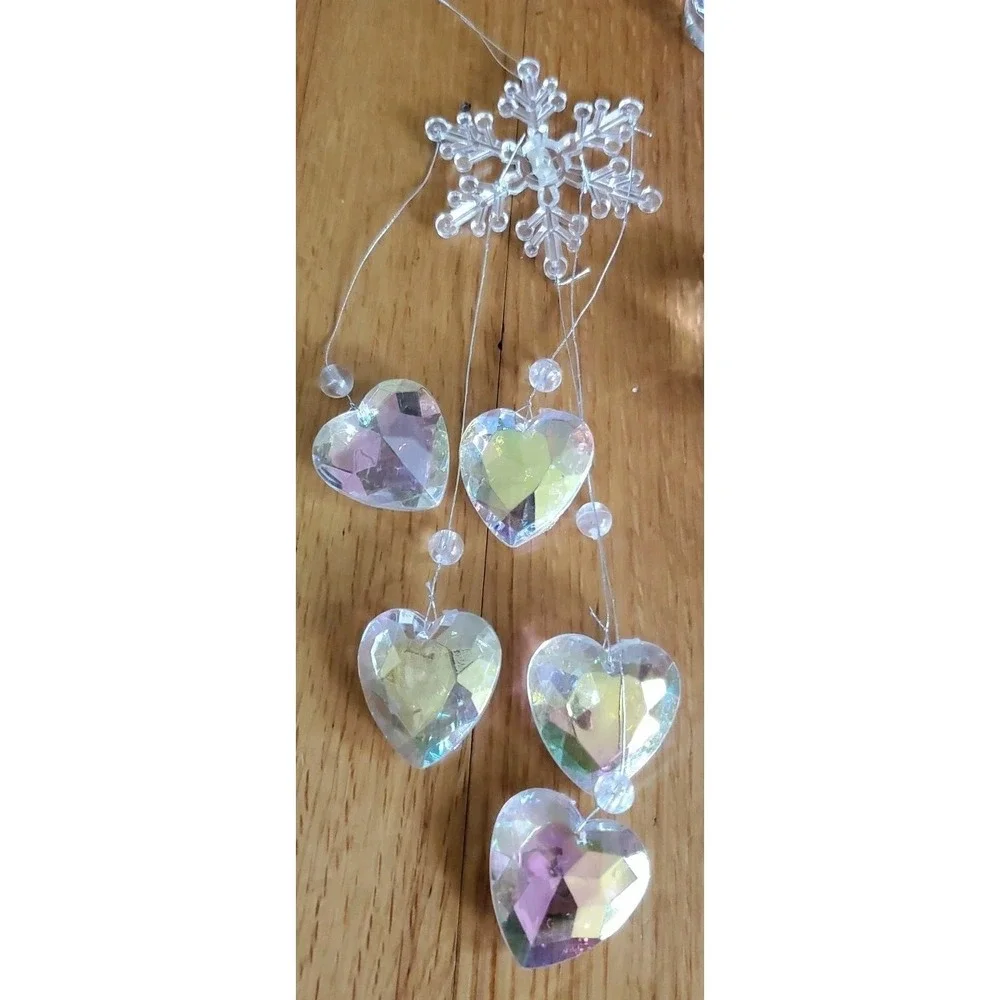 Vintage Acrylic Christmas Ornaments Variety‎ Plastic Lot Snowflake Hearts